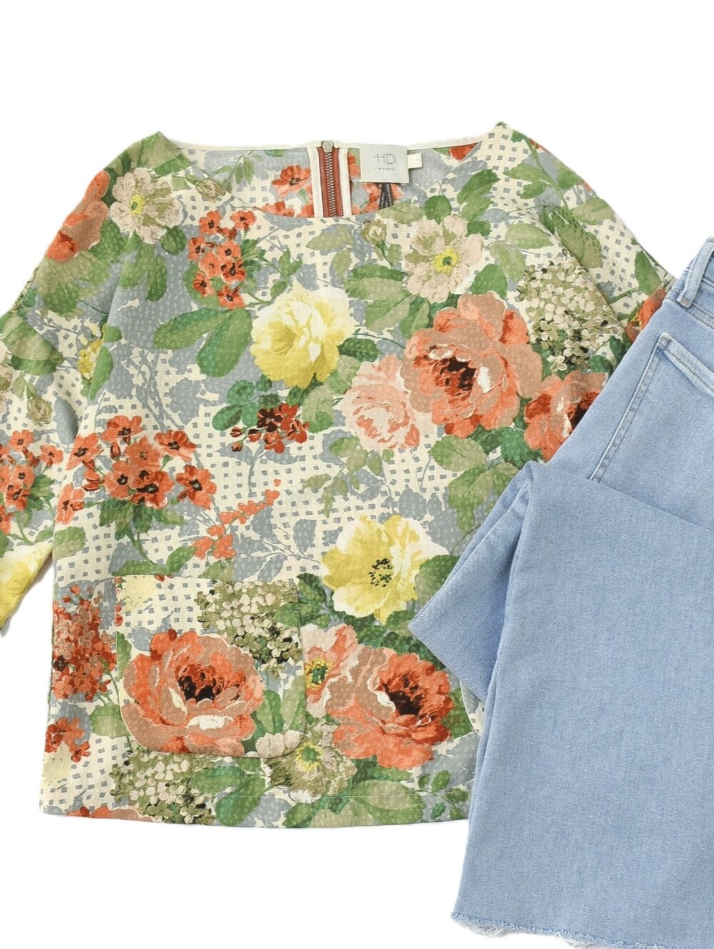 Anthropologie HD in Paris Floral Top Pockets Boxy Size S Cottagecore Retro Fall